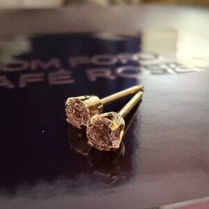 14kt solid gold piercing stud earrings with dainty pink stones